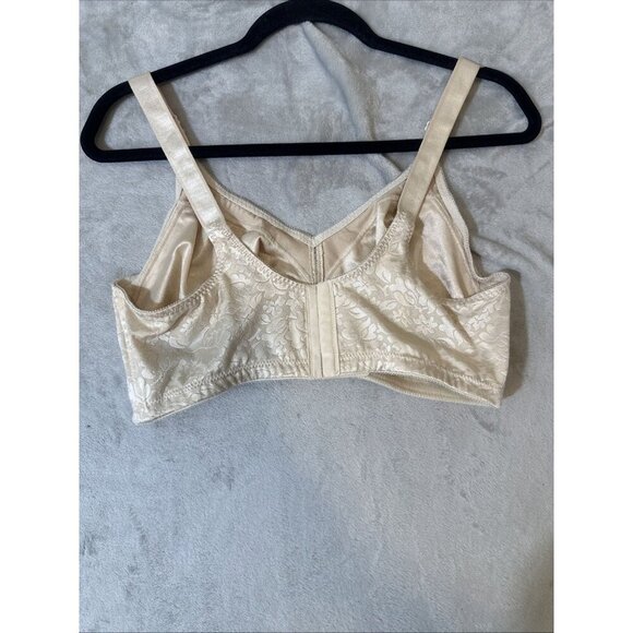 Bali Bra Size 42DD Beige Floral Jacquard Wire Free Soft Cup Full Coverage - Picture 4 of 6